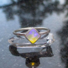 Crystal Opal Ring with Australian Opal 925 Sterling Silver Size 7 Handmade Stack