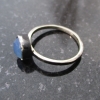 Blue Chalcedony Silver Stacking Ring Size 8 Round Rose Cut Agate Gemstone Hammer