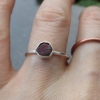 Size 6 Handmade Raw Ruby Crystal Stacking Ring in Sterling Silver With Thin Hamm