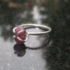 Size 7 Handmade Raw Ruby Crystal Stacking Ring in Sterling Silver With Thin Hamm