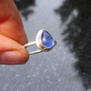 Blue Kyanite Silver Stacking Ring Size 7 Natural Teardrop Pear Shaped Stone Mini
