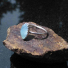 Handmade Blue Opal Stacking Ring Size 6 Sterling Silver 925 Minimalist Thin Hamm
