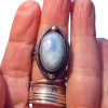 Handmade Larimar Ring 925 Sterling Silver Statement Blue Gemstone Ring