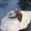 Handmade Ammolite Silver Ring 925 Sterling Silver Natural Fossil Ammonite Handma