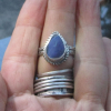 Blue Boulder Opal Ring Sterling Silver with Natural Australian Opal Size 7.5 Han