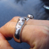Handmade Chunky Opal Ring: 925 Sterling Silver Square Stone Molten Silver Rings