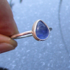 Handmade Kyanite Silver Stacking Ring Size 7 Set in  925 Sterling Silver Natural Blue Stone with Thin Hammered Band Handmade Kyanite Silver Stacking Ring Size 7 Set in  925 Sterling Silver Natural