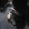 Handmade Opal Eye Ring Adjustable Set in 925 Sterling Silver Size 6 October Birt
