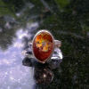 Handmade Cantera Opal Ring: Oval Mexican Opal, Sterling Silver, Size 6.5