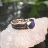 Handmade Oval Black Opal Ring Textured Sterling Silver Band Size 8.5