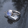 A handmade Blue Kyanite Silver Stacking Ring made with a natural faceted, blue k
