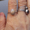 Handmade Opal Ring 925 Sterling Silver, Size 8, Stackable Rings for Women