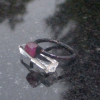 One Handmade Raw Ruby Crystal Copper Electroformed Ring * Size 6 Ring with a 6 m