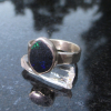 Handmade Andamooka Matrix Opal Ring 925 Sterling Silver Black Matrix Opal Size 8