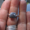 Handmade Boulder Opal Silver Ring * Made with freeform, Clear Blue and White Aus