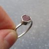 Size 6 Handmade Raw Ruby Crystal Stacking Ring in Sterling Silver With Thin Hamm