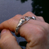 Handmade Oregon Sunstone Ring Molten Sterling Silver Size 8