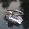Handmade Quartz Stacking Ring in Sterling Silver Size 7 Fluorescent Crystal Ring