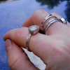Handmade Rose Quartz Sterling Silver Stacking Ring for Women