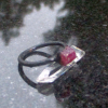 One Handmade Raw Ruby Crystal Copper Electroformed Ring * Size 6 Ring with a 6 m