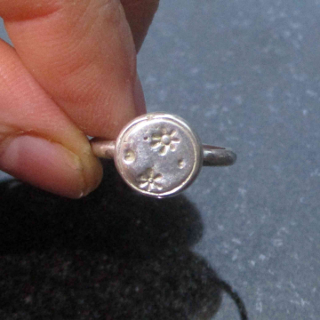 Moon Silver Ring Handmade Silver Nugget Stackable Ring Size 6.5