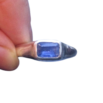 Handmade Blue Kyanite Ring 925 Sterling Silver Rectangle Blue Stone Rings for Wo