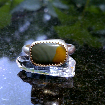 Handmade Jasper Ring: Sterliing Silver, Size 8.5, Oregon Jasper, Agate, Rings fo