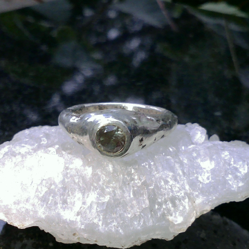 Oregon Sunstone Ring  Handmade Molten Sterling Silver Size 8