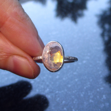 Handmade Cantera Opal Ring Sterling Silver Mexican Opal Size 7