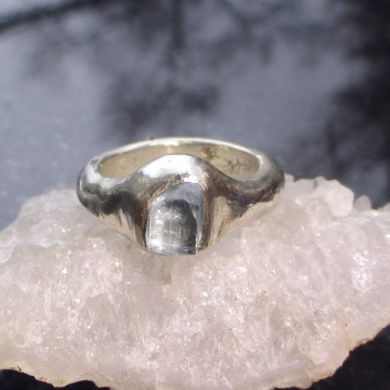 Blue Topaz Crystal Ring 925 Sterling Silver Handmade, Chunky Rings for Women wit