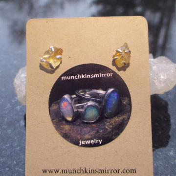 Oregon Sunstone Earrings 925 Sterling Silver with Natural Crystal Rough Stones P