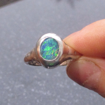 Handmade Opal Ring: 925 Sterling Silver Size 8.5 Rings for Women