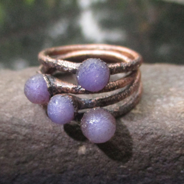 Grape Agate Ring Raw Grape Agate Ring Copper and Agate Jewelry Raw Stone Rough G