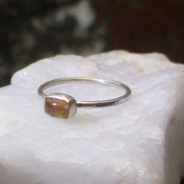 Orange Tourmaline Stacking Ring Handmade 925 Sterling Silver Ring Size 6 Minimal