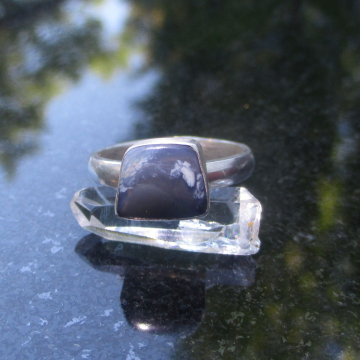 Handmade Boulder Opal Silver Ring * Made with freeform, Clear Blue and White Australian Boulder Opal in Ironstone Matrix * Size 8 Ring * 3 Carats * All 925 Sterling Silver * Bezel Set on a half round band. * Stone Measurements : 4 x 8 x 10 mm * Opal is a birthstone for October. * This ring is ready to ship. If ordered you will receive the ring pictured.  Thanks for looking! Handmade Boulder Opal Silver Ring * Made with freeform, Clear Blue and White Aus