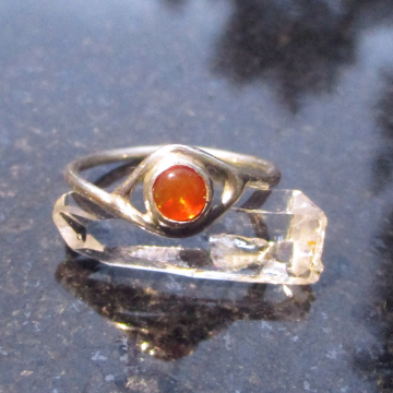 Handmade Opal Ring 925 Sterling Silver with Natural Mexican Fire Opal Size 6