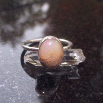 Handmade Opal Ring 925 Sterling Silver, Size 8, Stackable Rings for Women