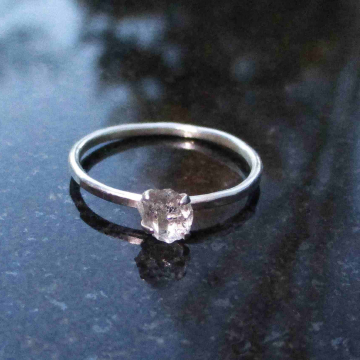 Handmade Herkimer Diamond Ring Size 5.5et in 925 Sterling Silver Natural Herkime