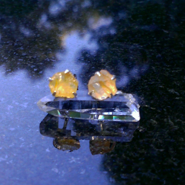 Oregon Sunstone Earrings 925 Sterling Silver with Natural Crystal Rough Stones P