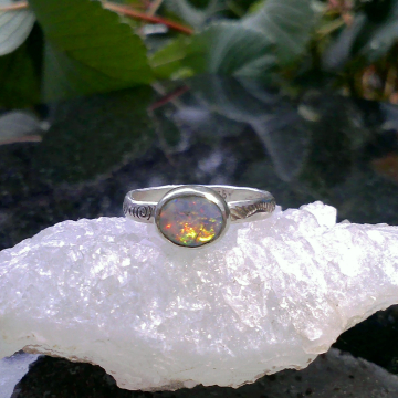Handmade Opal Silver Ring Handmade with 925 Sterling Silver and Australian Opal