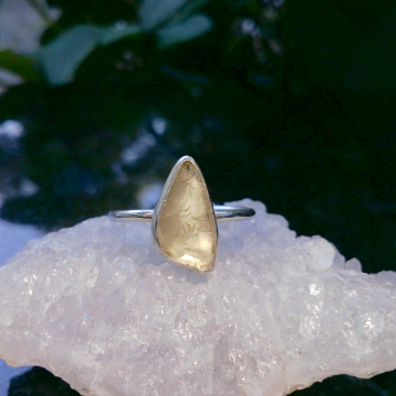 Handmade Oregon Sunstone Ring Sterling Silver Rough Crystal Rings for Women Size