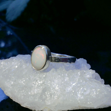 Handmade Opal RingnSterling Silver, Size 7 Australian Opal Rings for Women