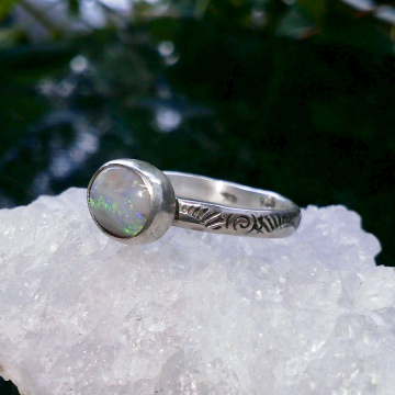 Handmade Australian Opal Ring 925 Sterling Silver Size 7.5  Rings for Women