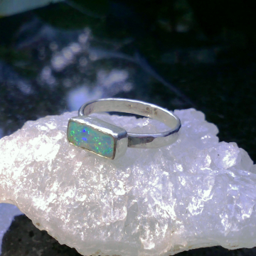 Handmade Opal Ring  Sterling Silver Size 6.5 Australian Opal Rings for Women