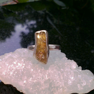 Handmade Oregon Sunstone Sterling Silver Crystal Rings Size 7