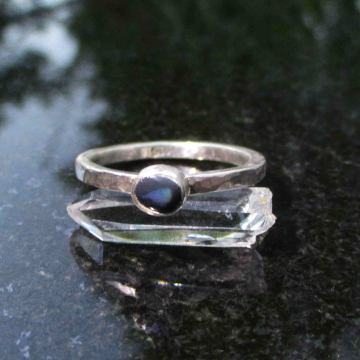 Black Opal Ring 925 Sterling Silver Size 8.5 Handmade with Natural Australian Op
