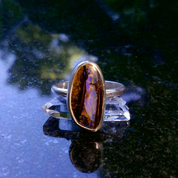 Handmade Boulder Opal Ring 925 Sterling Silver with Australian Opal Rings for Wo