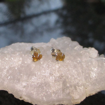 Oregon Sunstone Earrings 925 Sterling Silver with Natural Crystal Rough Stones P