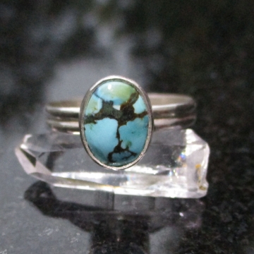 Handmade Turquoise Sterling Silver Stacking Ring in Size 7 December Birthstone G