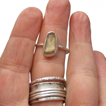 Handmade Oregon Sunstone Ring Sterling Silver Rough Crystal Rings for Women Size